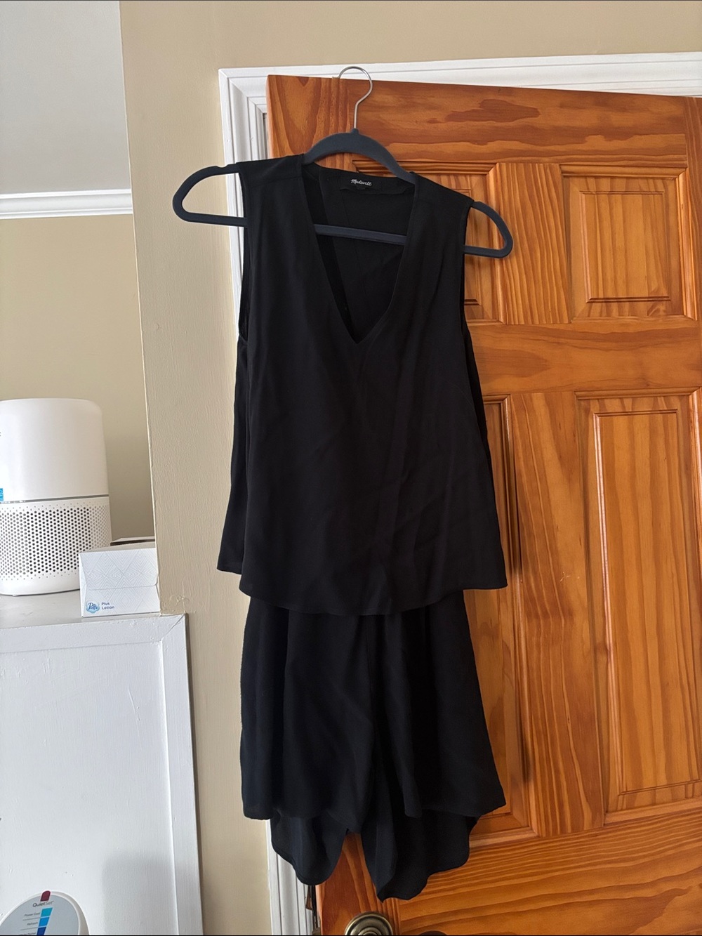 Madewell Black Sleeveless V-Neck Romper